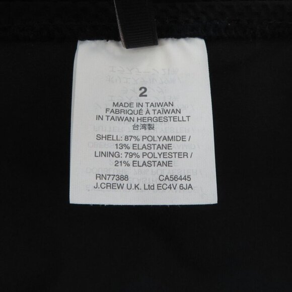 J Crew Women 2 Solid Black Puckered One Piece Swimsuit Ruffle Straps V Neck - Picture 8 of 11